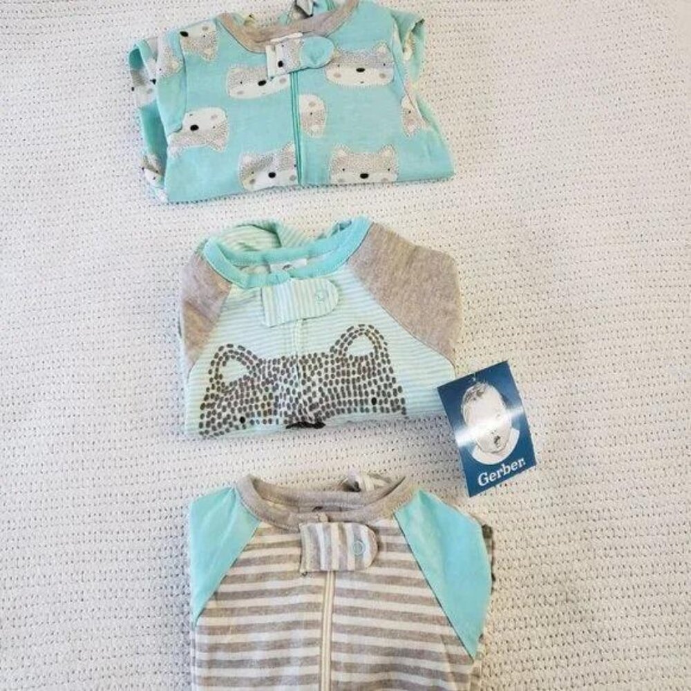Gerber 3 Pack Sleep 'N Play - Aqua Fox (Preemie)
